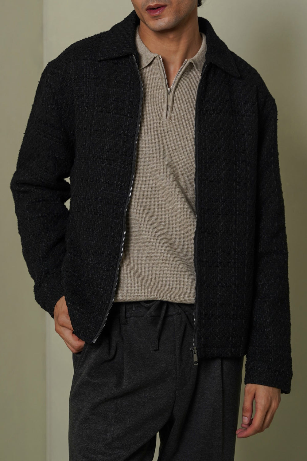 BLACK BOUCLE JACKET