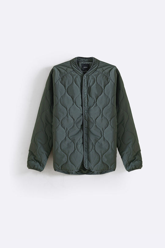 GREEN QUILTED MANDARIN JACKET