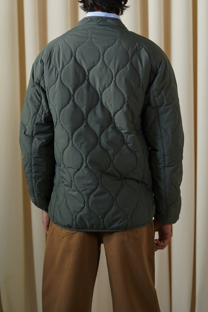 GREEN QUILTED MANDARIN JACKET