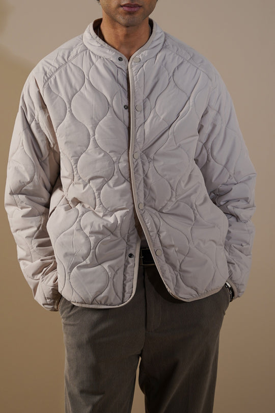 SAND QUILTED MANDARIN JACKET