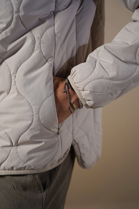 SAND QUILTED MANDARIN JACKET
