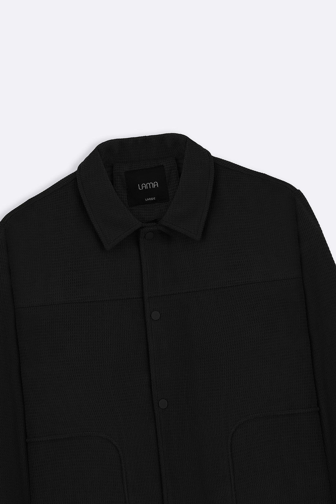 BLACK WAFFLE-TEXTURED JACKET