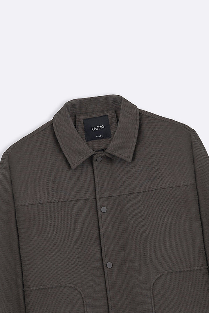 COFFEE WAFFLE-TEXTURED JACKET