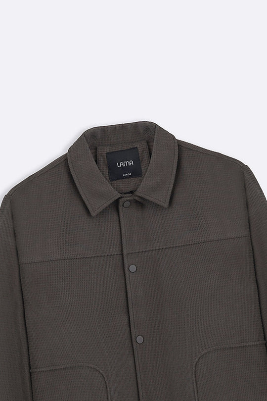 COFFEE WAFFLE-TEXTURED JACKET