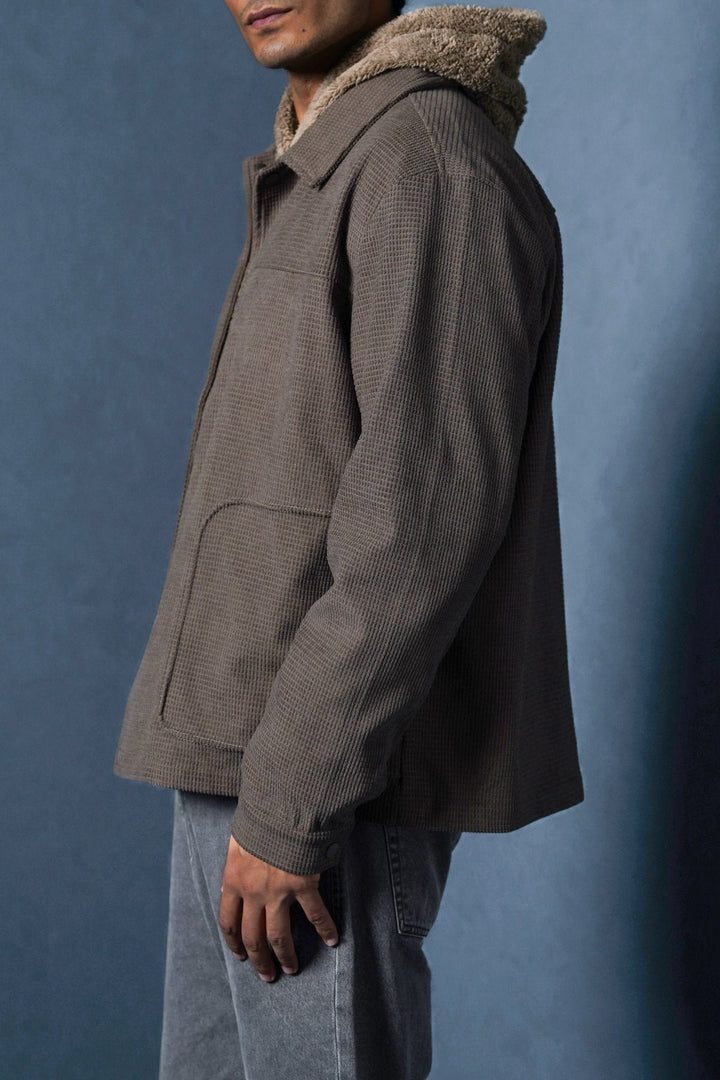 COFFEE WAFFLE-TEXTURED JACKET