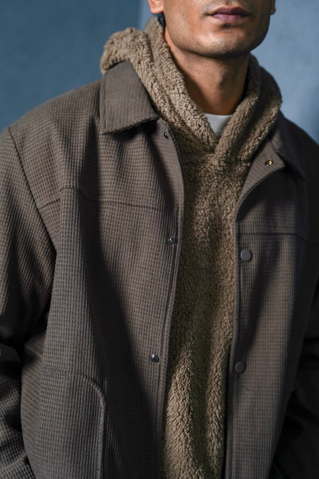 COFFEE WAFFLE-TEXTURED JACKET