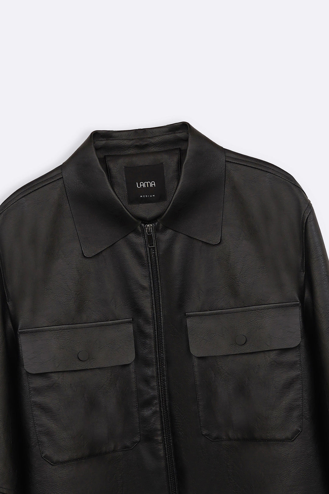 BLACK LEATHER EFFECT JACKET