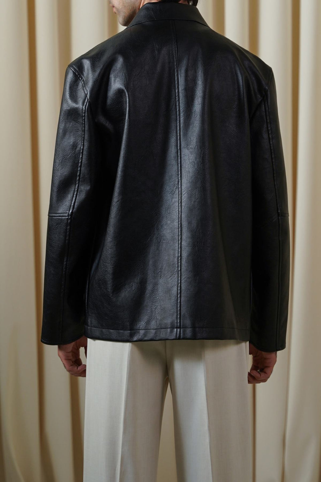 BLACK LEATHER EFFECT JACKET