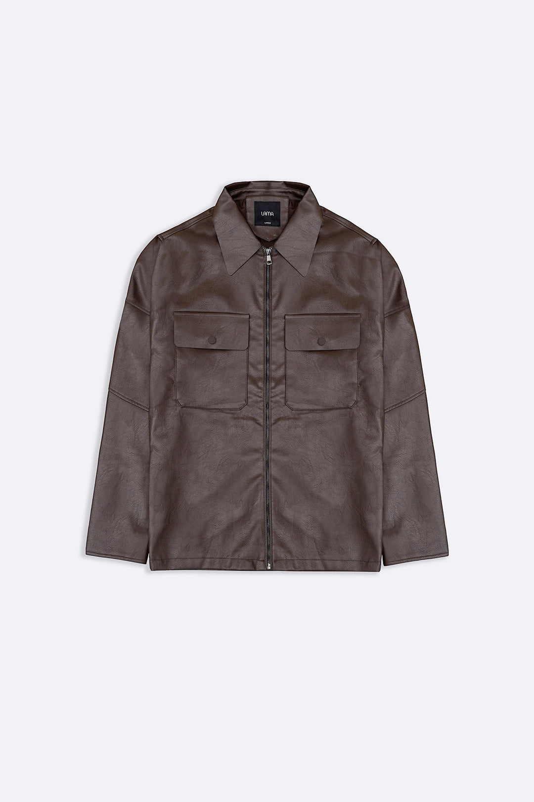 BROWN LEATHER EFFECT JACKET