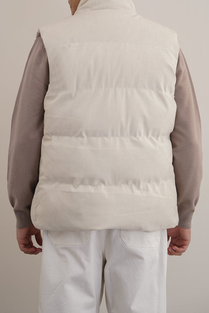 BEIGE CORDUROY PUFFER GILET
