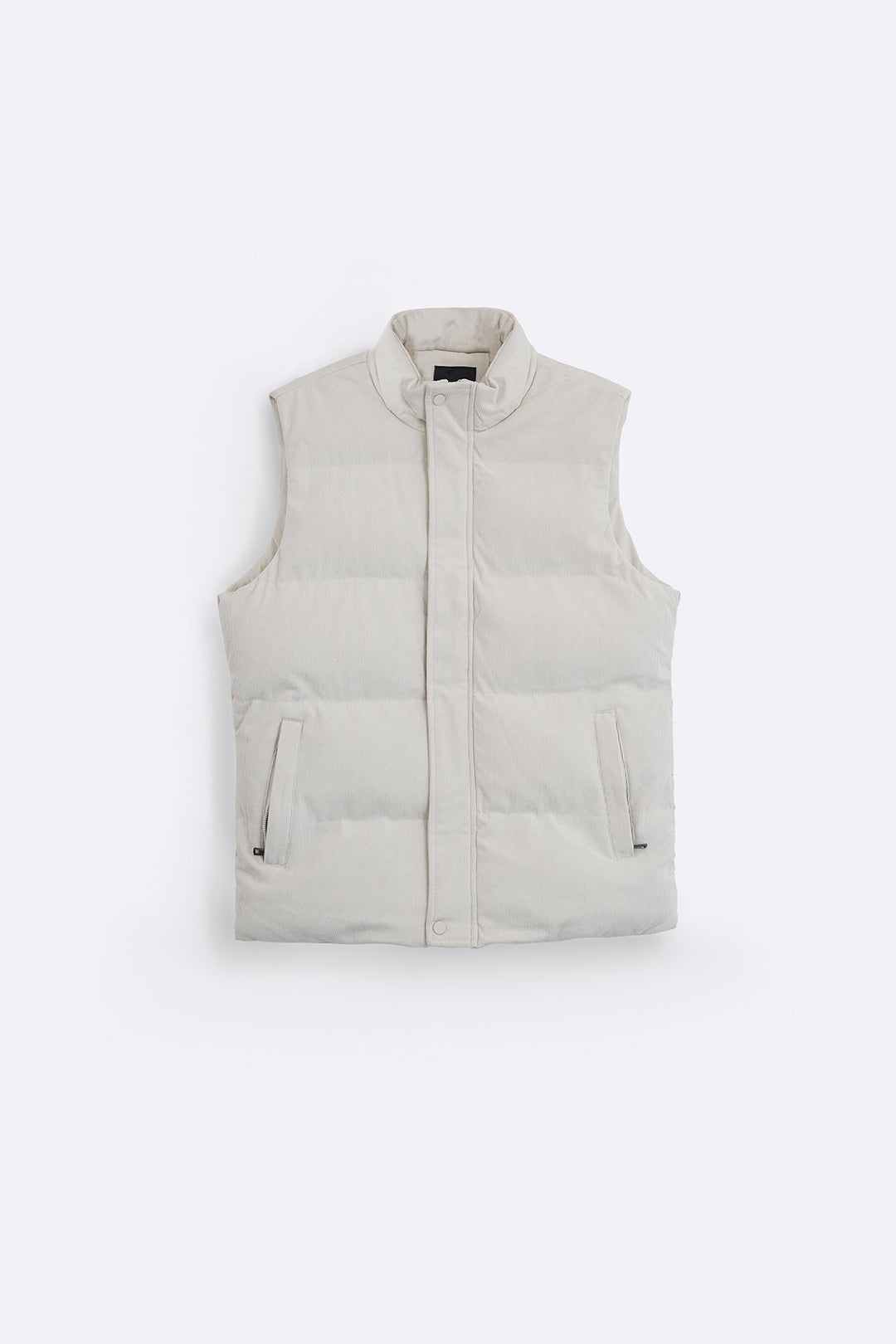 BEIGE CORDUROY PUFFER GILET