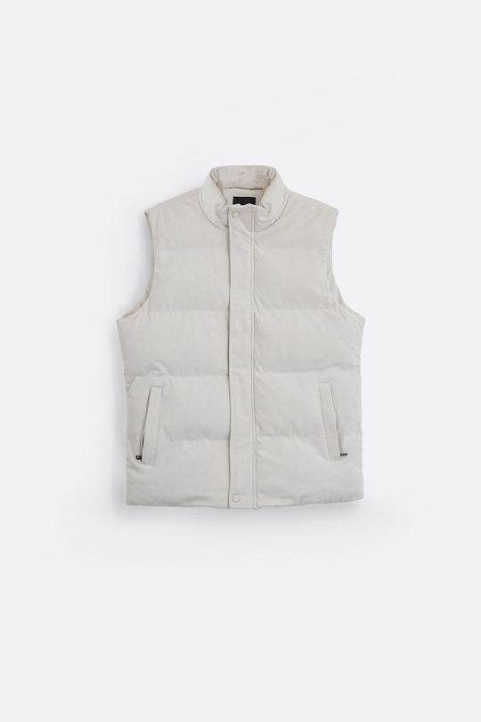 BEIGE CORDUROY PUFFER GILET