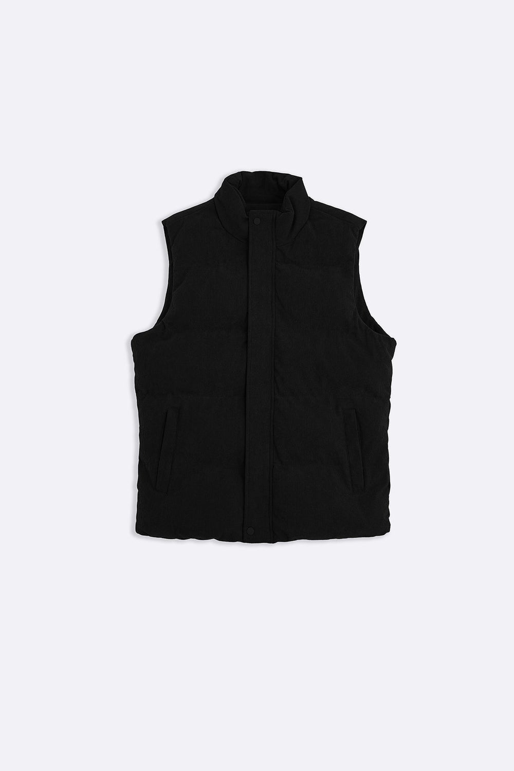 BLACK CORDUROY PUFFER GILET