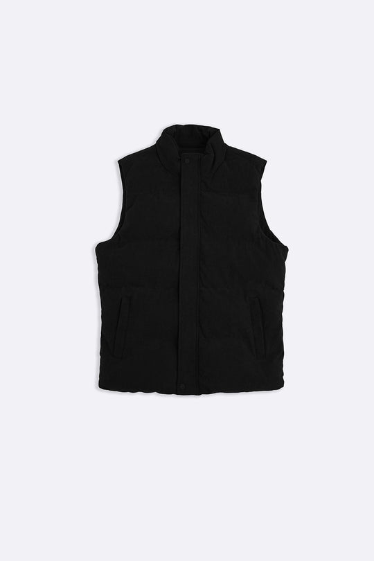 BLACK CORDUROY PUFFER GILET
