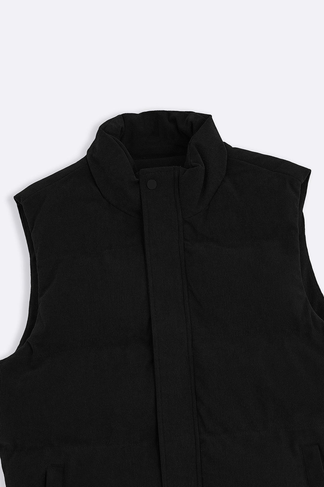 BLACK CORDUROY PUFFER GILET