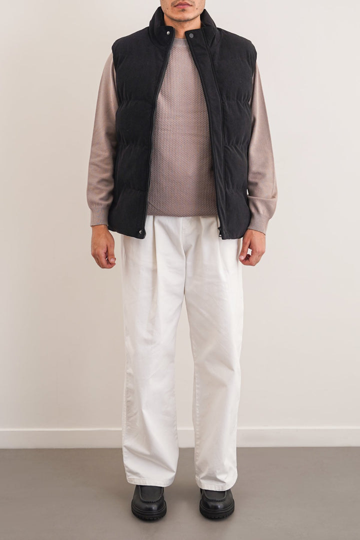 BLACK CORDUROY PUFFER GILET