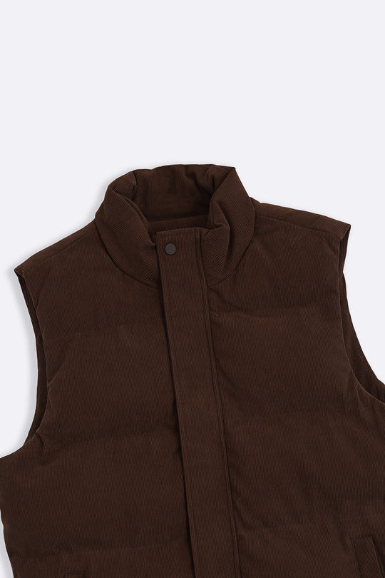 CHOCOLATE CORDUROY PUFFER GILET