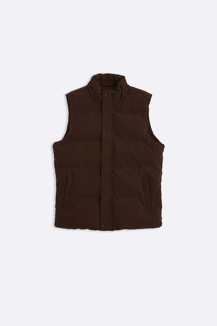 CHOCOLATE CORDUROY PUFFER GILET
