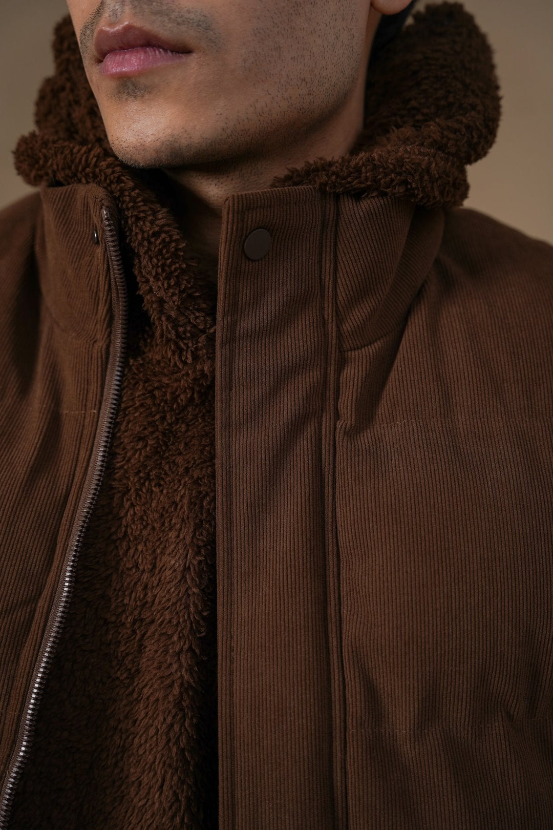 CHOCOLATE CORDUROY PUFFER GILET