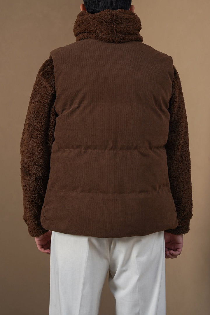 CHOCOLATE CORDUROY PUFFER GILET