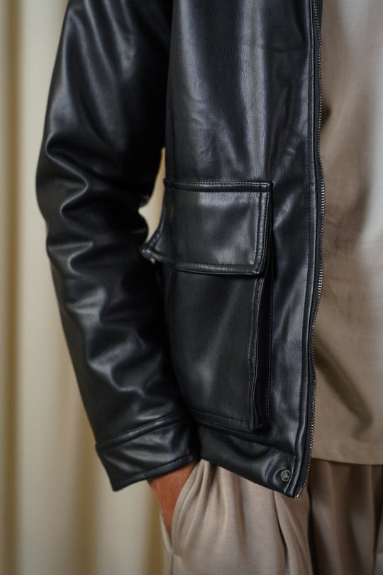 BLACK AVIATOR BLOUSON JACKET