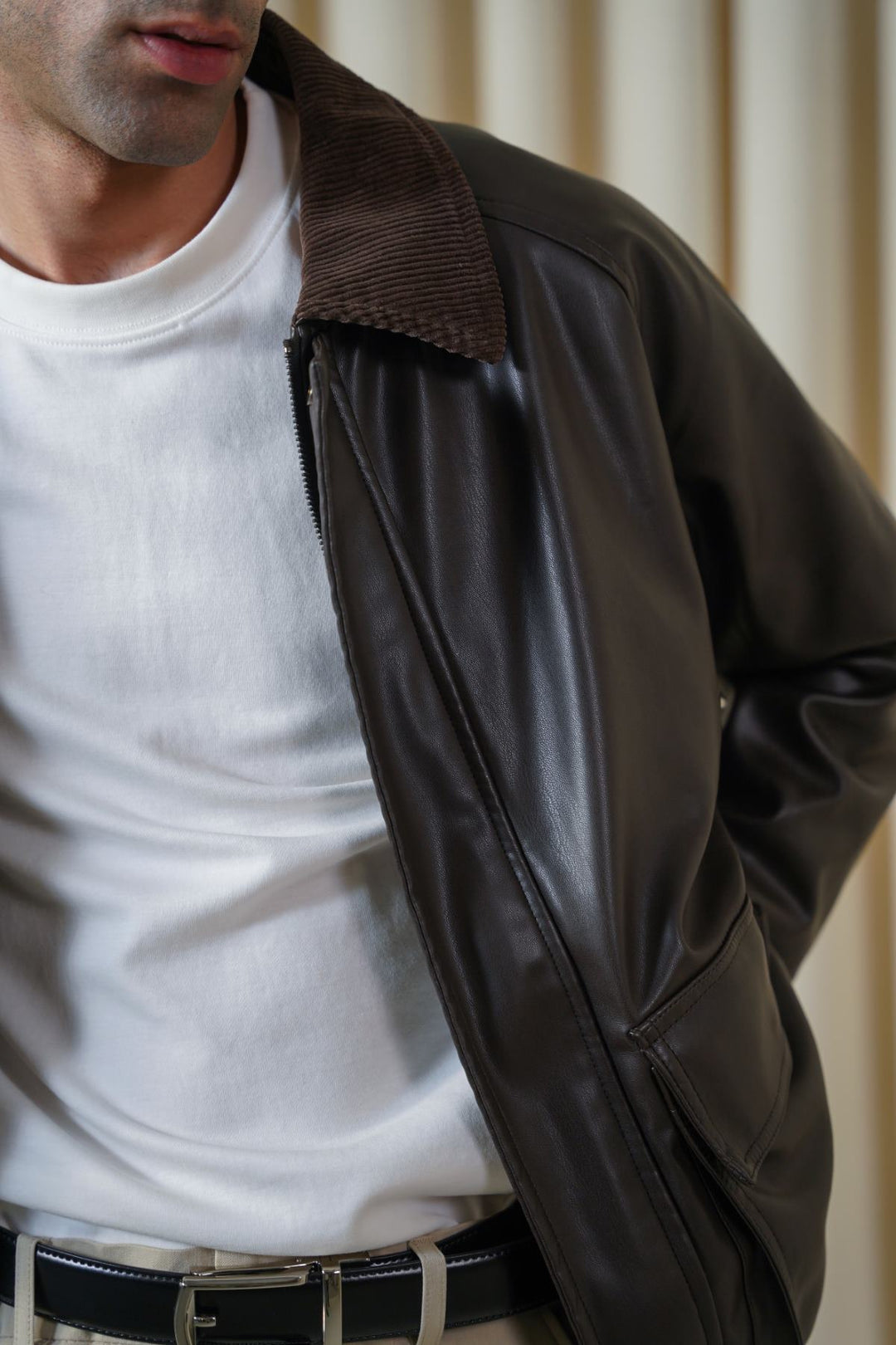 DARK BROWN AVIATOR BLOUSON JACKET
