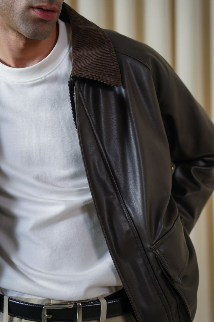 DARK BROWN AVIATOR BLOUSON JACKET