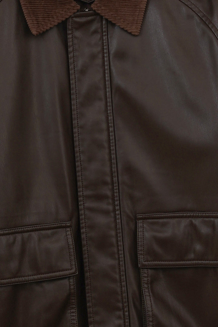 DARK BROWN AVIATOR BLOUSON JACKET