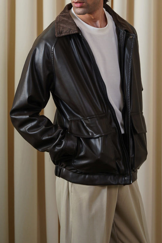 DARK BROWN AVIATOR BLOUSON JACKET