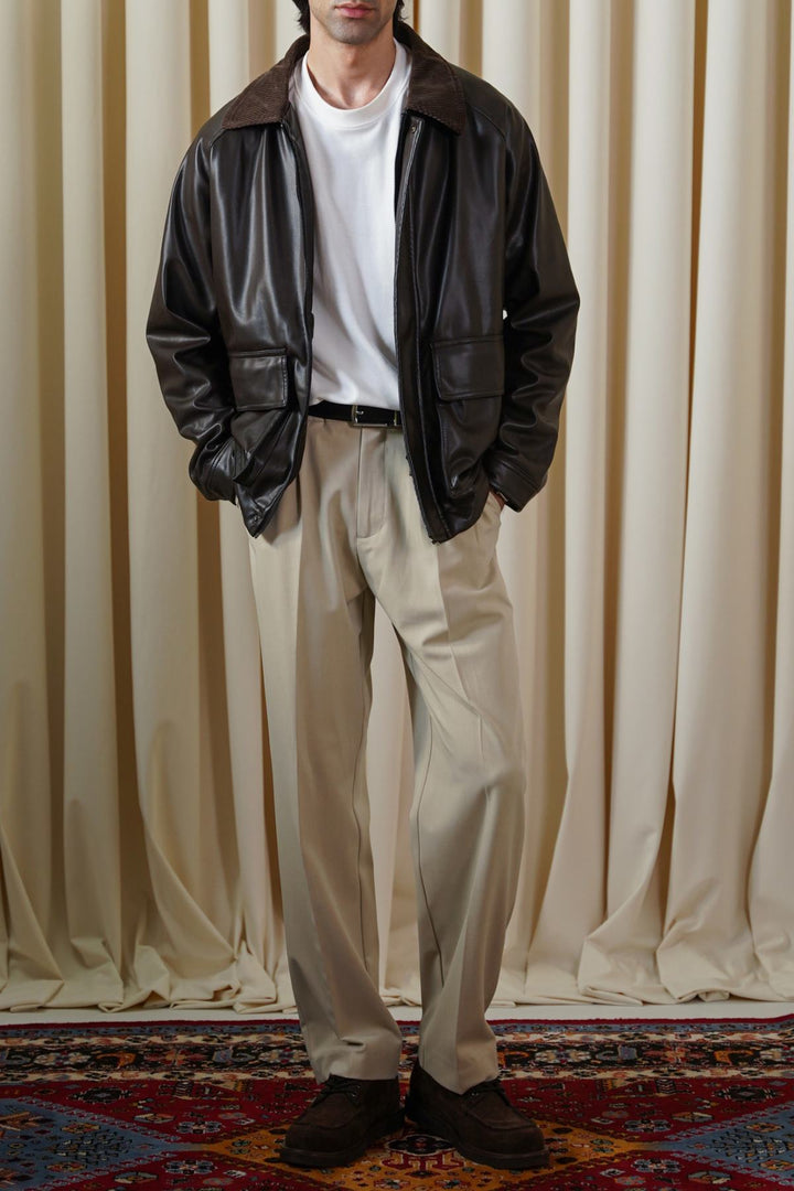 DARK BROWN AVIATOR BLOUSON JACKET
