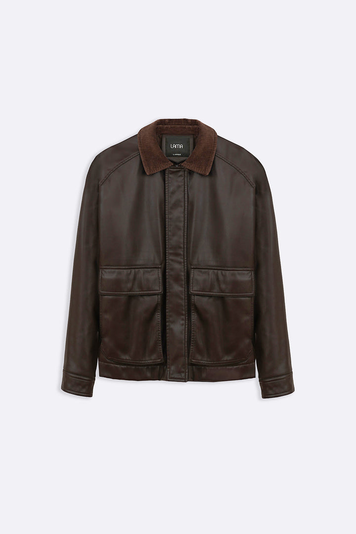 DARK BROWN AVIATOR BLOUSON JACKET