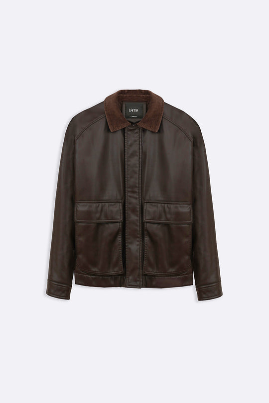 DARK BROWN AVIATOR BLOUSON JACKET