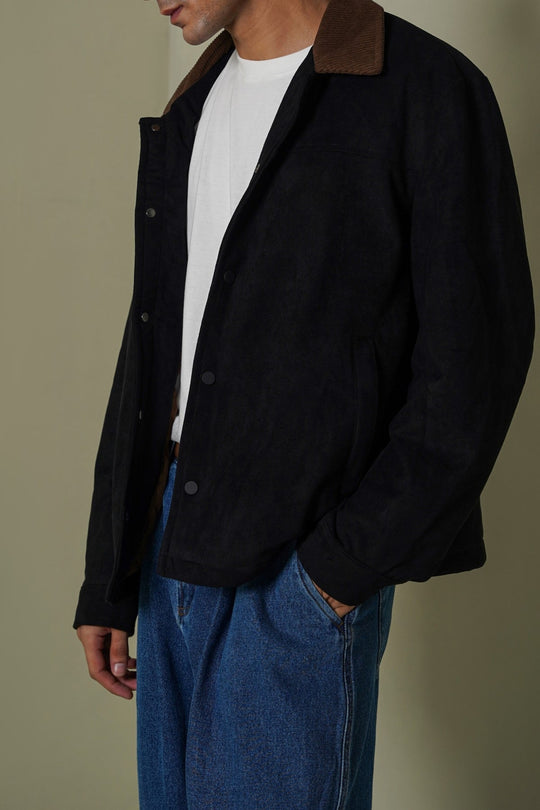 BLACK SUEDE SHACKET