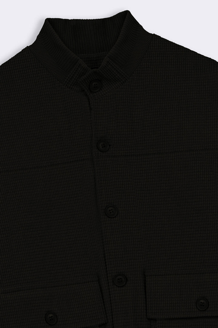 BLACK MOCKNECK CARDIGAN