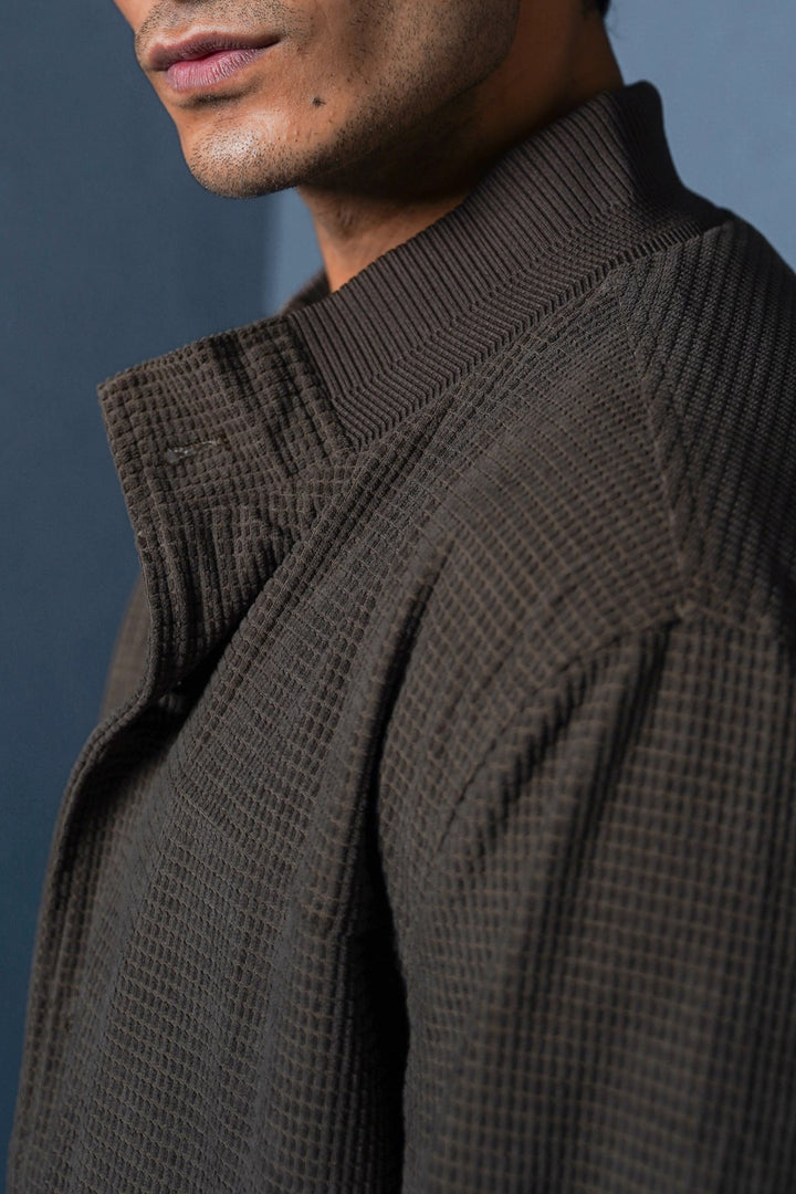 COFFEE MOCKNECK CARDIGAN