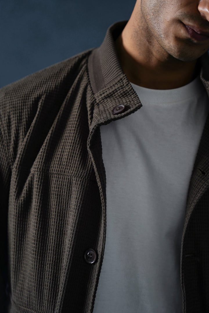 COFFEE MOCKNECK CARDIGAN