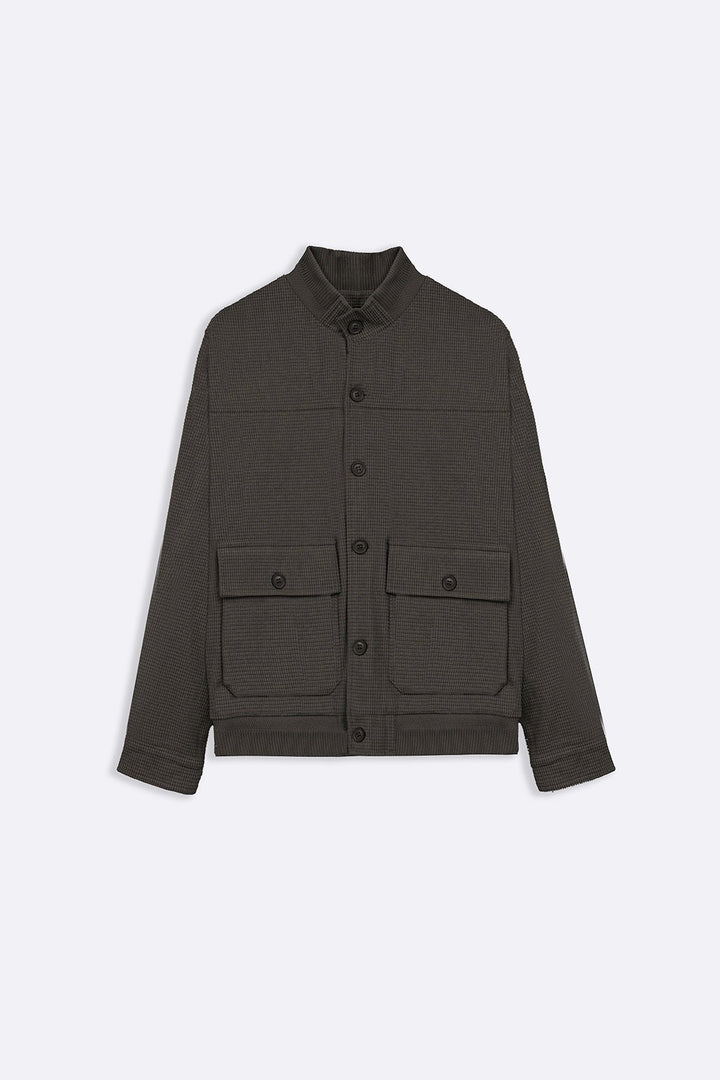 COFFEE MOCKNECK CARDIGAN