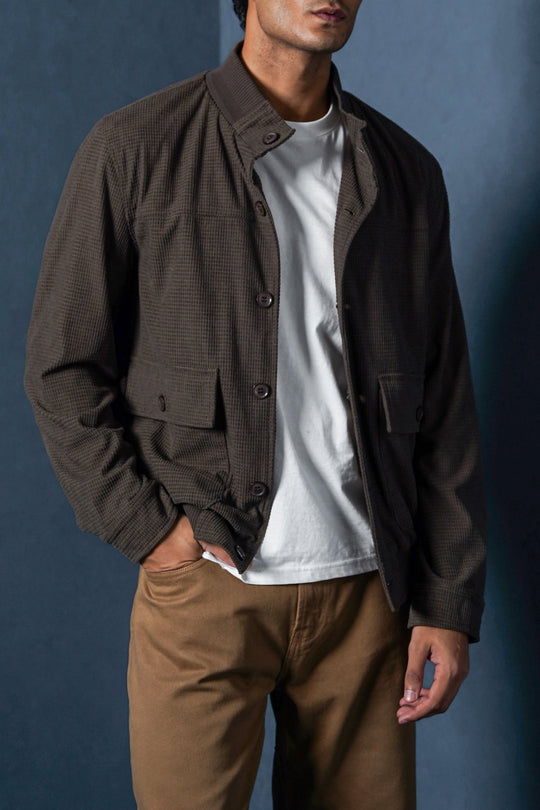 COFFEE MOCKNECK CARDIGAN