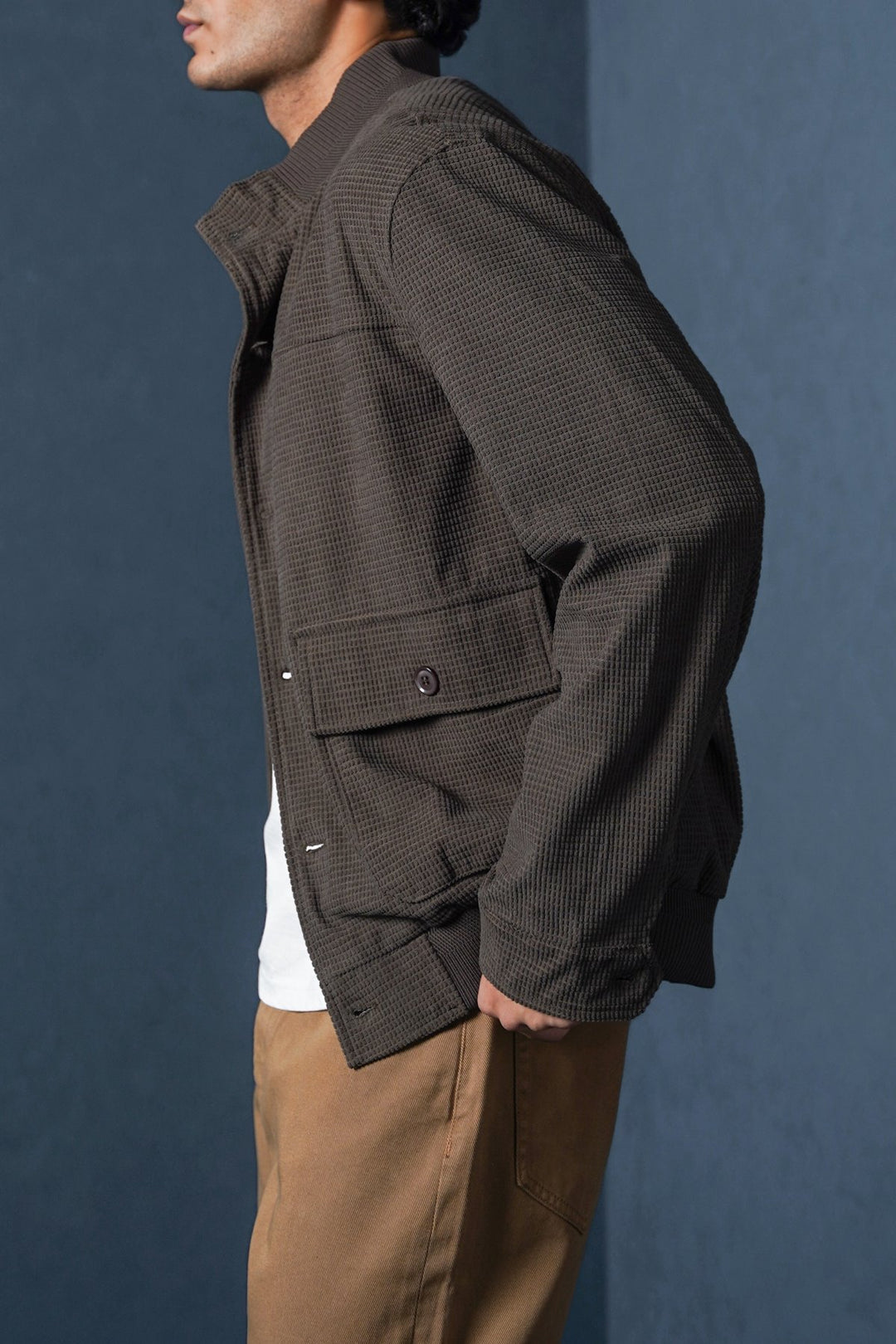 COFFEE MOCKNECK CARDIGAN