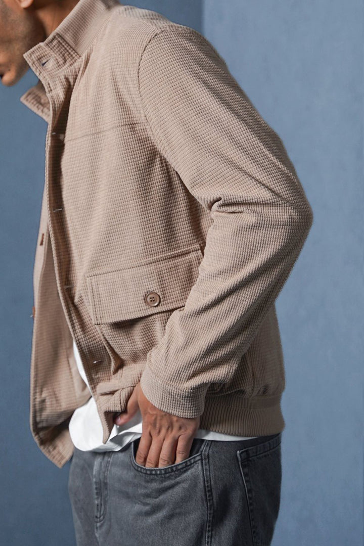 SAND MOCKNECK CARDIGAN