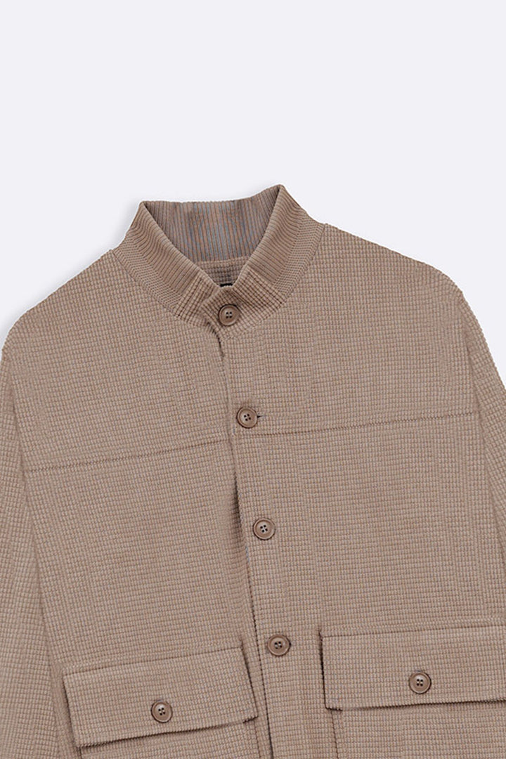 SAND MOCKNECK CARDIGAN