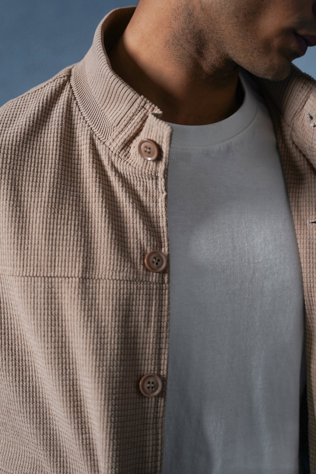 SAND MOCKNECK CARDIGAN