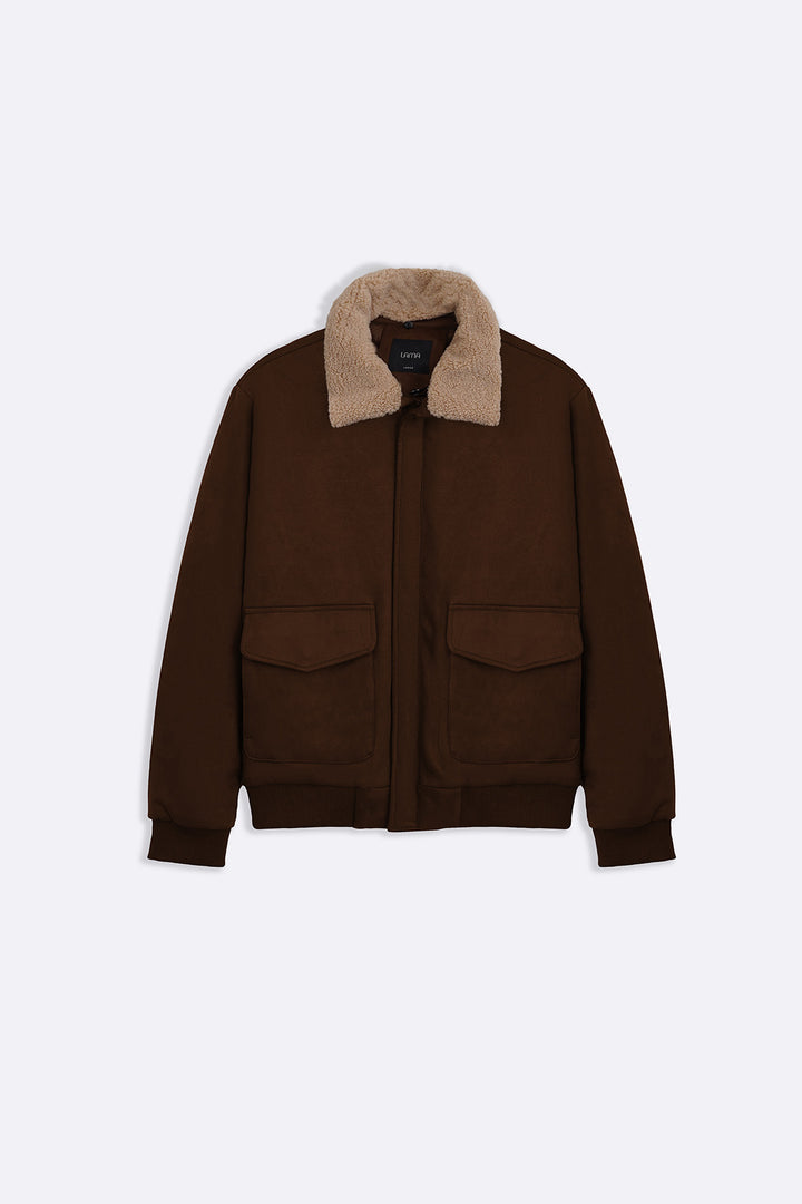 BROWN SUEDE AVIATOR JACKET