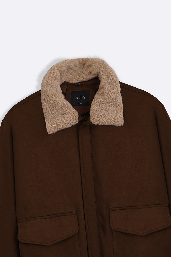 BROWN SUEDE AVIATOR JACKET