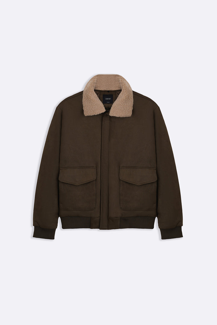 DARK OLIVE SUEDE AVIATOR JACKET