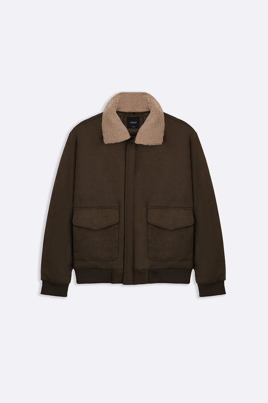 DARK OLIVE SUEDE AVIATOR JACKET