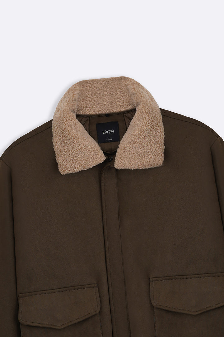 DARK OLIVE SUEDE AVIATOR JACKET
