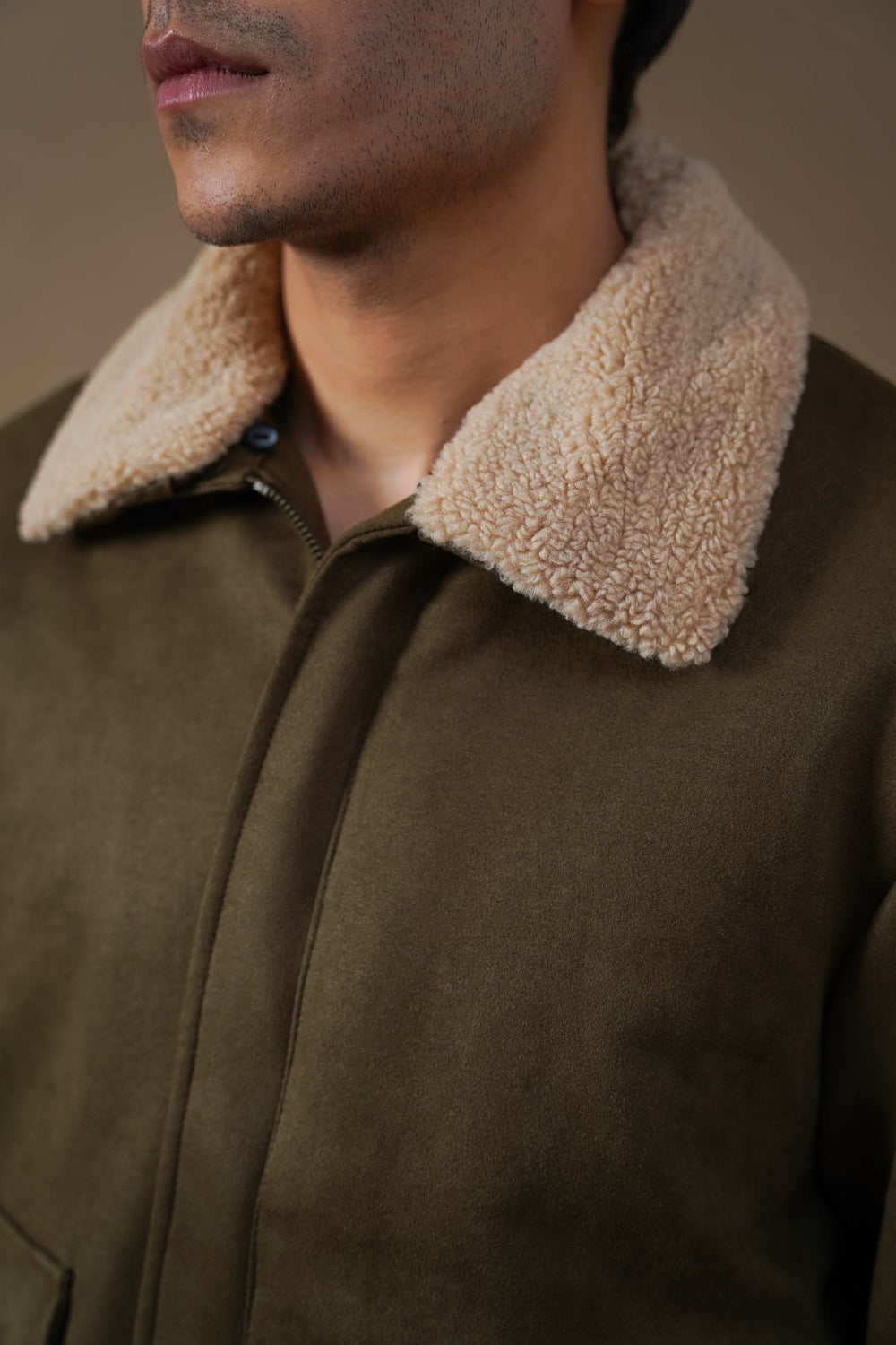 DARK OLIVE SUEDE AVIATOR JACKET