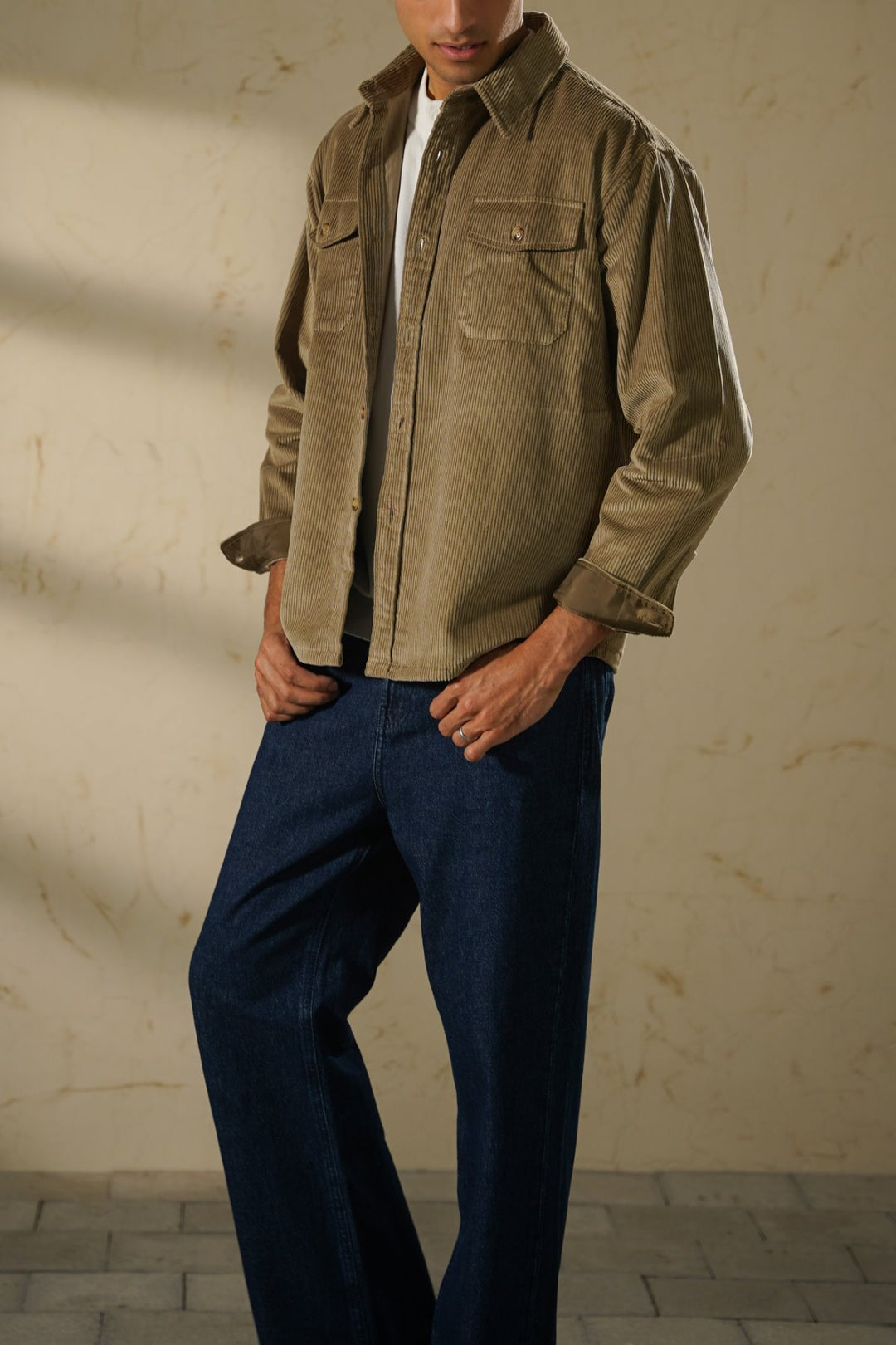 KHAKI CORDUROY SHACKET