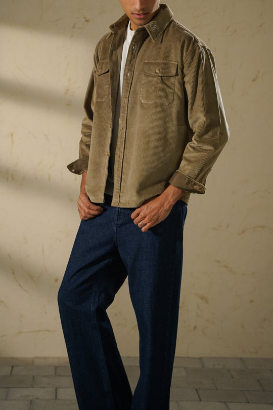 KHAKI CORDUROY SHACKET